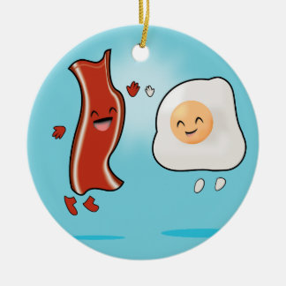 Bacon Loves Eggs Ceramic Ornament