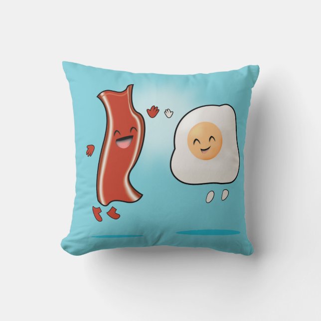 Bacon Loves Eggs Throw Pillow (Front)