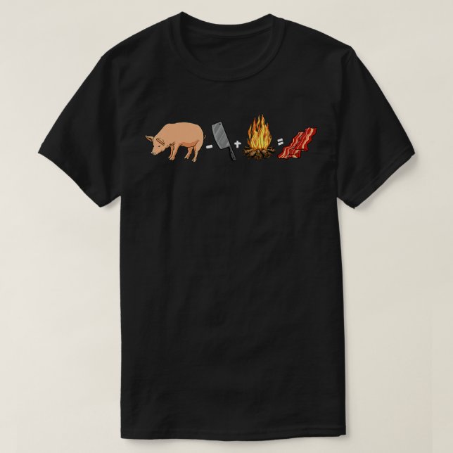 Bacon Meat Pork - Pig Knife Campfire Breakfast Bac T-Shirt (Design Front)