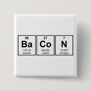 Bacon Periodic Table Element Symbols 2 Inch Square Button