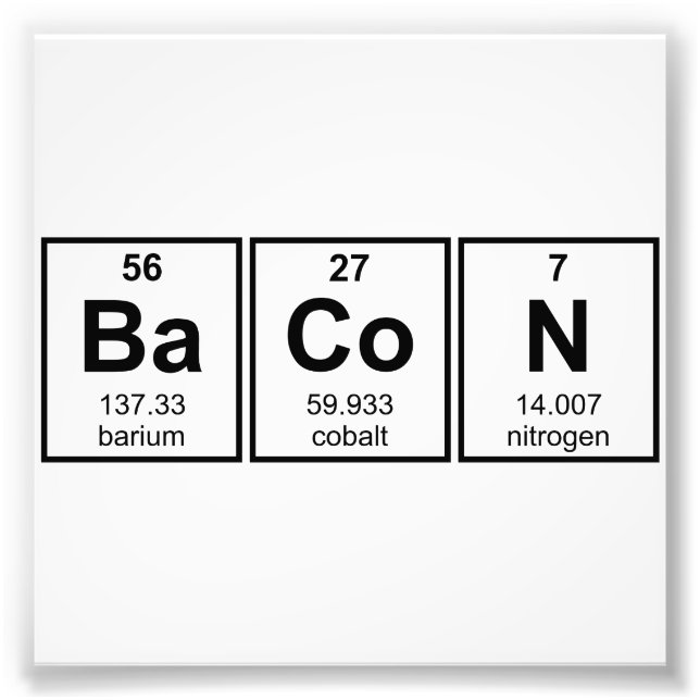 Bacon Periodic Table Element Symbols Photo Print (Front)