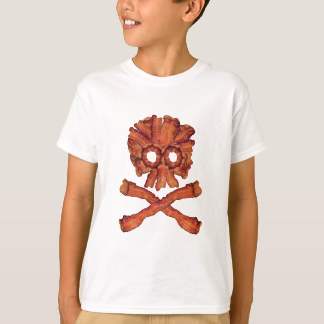 Bacon Skull and Crossbones T-Shirt (Front)