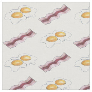 Bacon Strips and Fried Eggs Breakfast Food Pairing Fabric