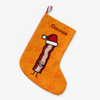 Bacon Wearing a Santa Hat Christmas Small Christmas Stocking