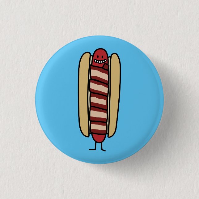 Bacon Wrapped Hot Dog Hotdog Wiener Bacon-wrapped 1 Inch Round Button (Front)