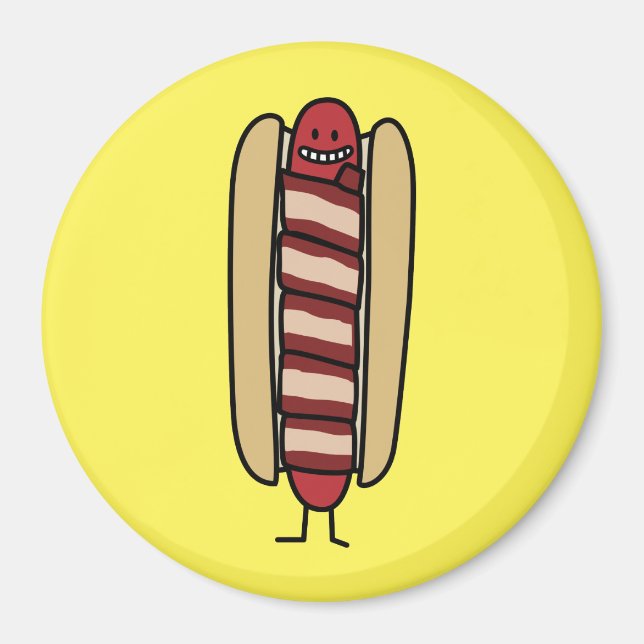 Bacon Wrapped Hot Dog Hotdog Wiener Bacon-wrapped Magnet (Front)