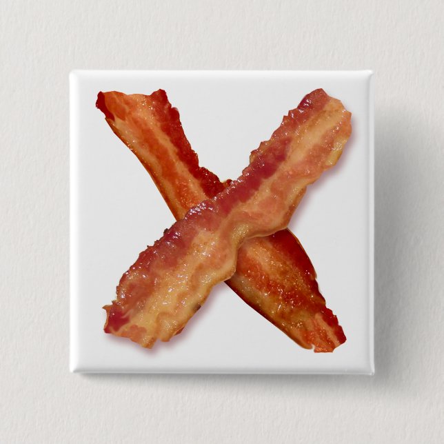 Bacon X O X LOVE 2 Inch Square Button (Front)