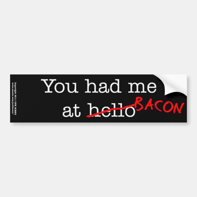 Bacon You Had Me At Bumper Sticker (Front)