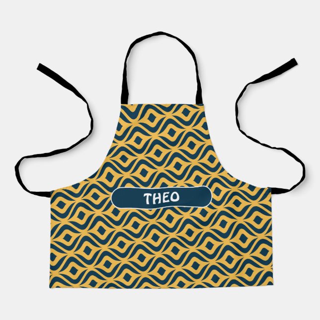 Bacteria Blue Yellow Minimal Pattern Apron (Front)