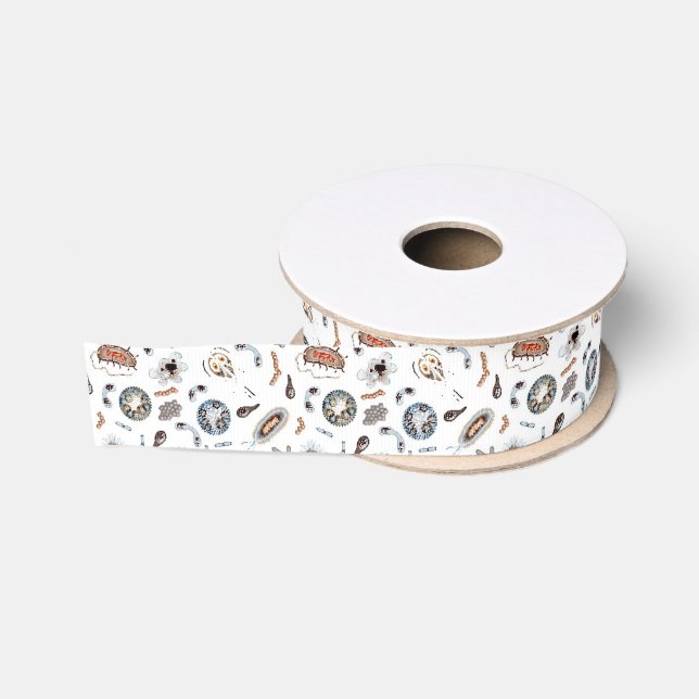 Bacteria & Virus Pattern Grosgrain Ribbon (Spool)