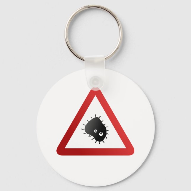 Bacteria Warning Sign Keychain (Front)