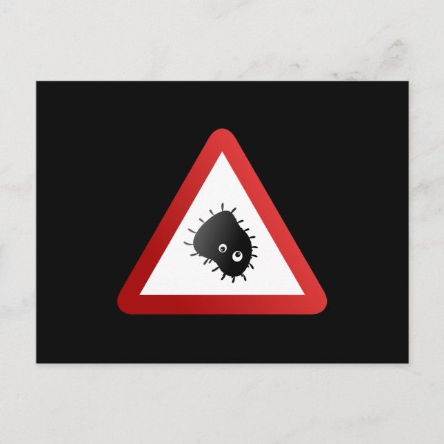Bacteria Warning Sign Postcard (Front)