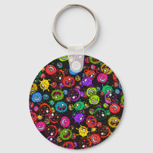 Bacterial Epidemic Cartoon Germ Explosion Keychain