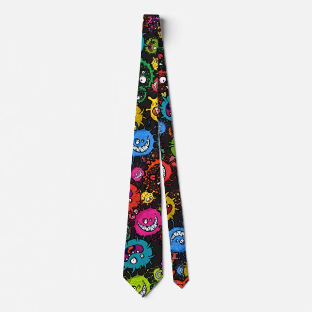 Bacterial Epidemic Cartoon Germ Explosion Tie (Front)