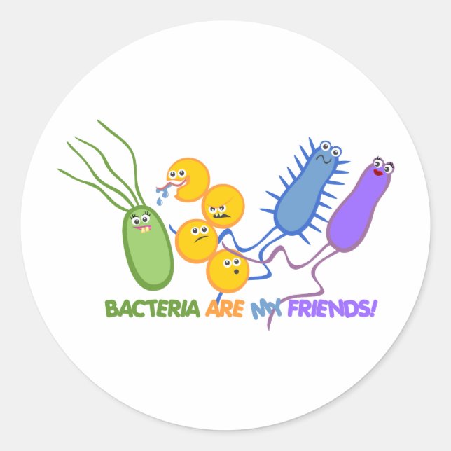Bacterial Friends Classic Round Sticker (Front)