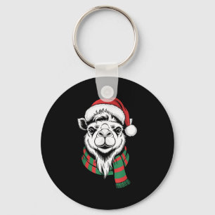 Bactrian Camel Xmas Santa Hat Scarf Christmas Cost Keychain