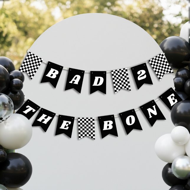 Bad 2 the Bone Chequered 2nd Birthday Bunting Flags (Creator Uploaded)