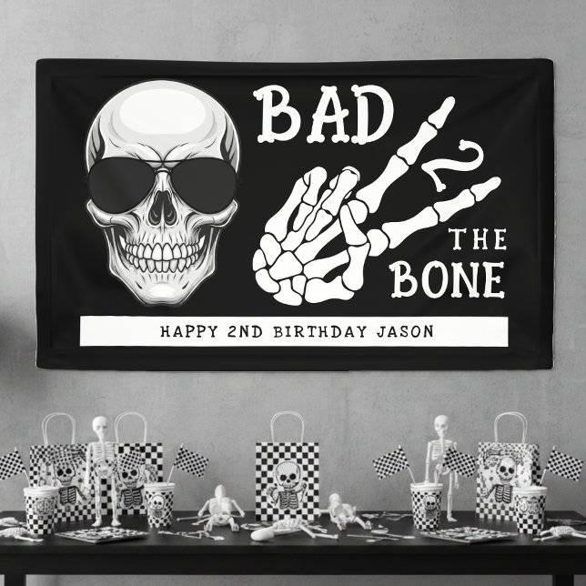 Bad 2 the Bone Skeleton 2nd Birthday Party Banner (Creator Uploaded)