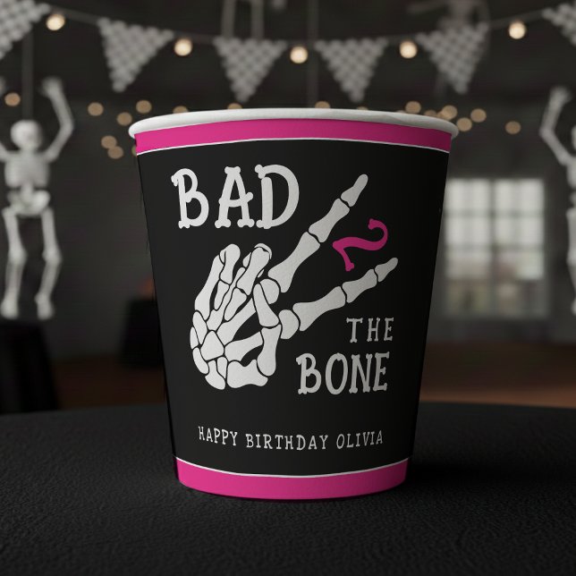 Bad 2 the Bone Skeleton 2nd Birthday Party Paper Cups (Creator Uploaded)