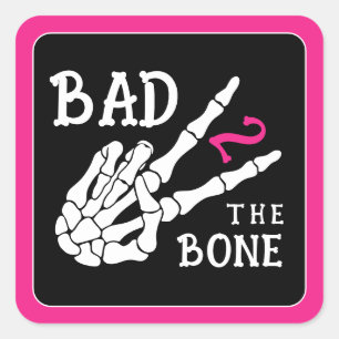 Bad 2 the Bone Skeleton 2nd Birthday Party Square Sticker