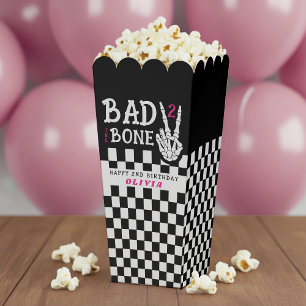 Bad 2 the Bone Skeleton Pink 2nd Birthday Party Favor Box