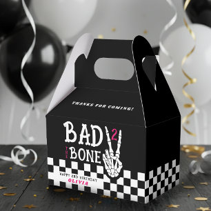 Bad 2 the Bone Skeleton Pink 2nd Birthday Party Favor Box
