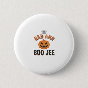 Bad And Boo Jee Halloween Pumpkin Graphic_1 2 Inch Round Button