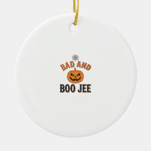 Bad And Boo Jee Halloween Pumpkin Graphic_1 Ceramic Ornament