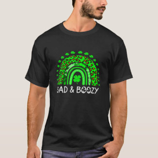 Bad And Boozy St Patrick's Day Rainbow Drinking T-Shirt