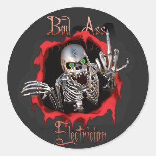 Bad As_ Électricien Sticker crâne