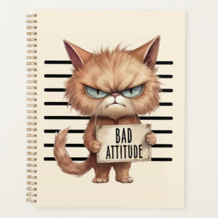 Bad Attitude Chat Mugshot - Drôle Feline Design