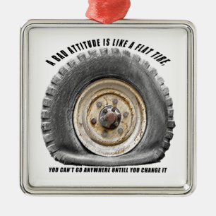Bad Attitude Like Flat Tire Metal Ornament