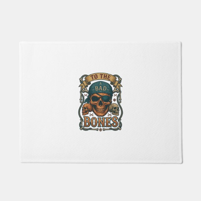 Bad Bones Pirate Skull Bandana Rope Crossbones Doormat (Front)