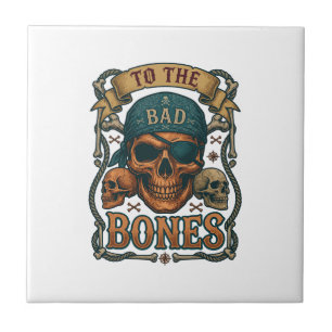 Bad Bones Pirate Skull Bandana Rope Crossbones Tile