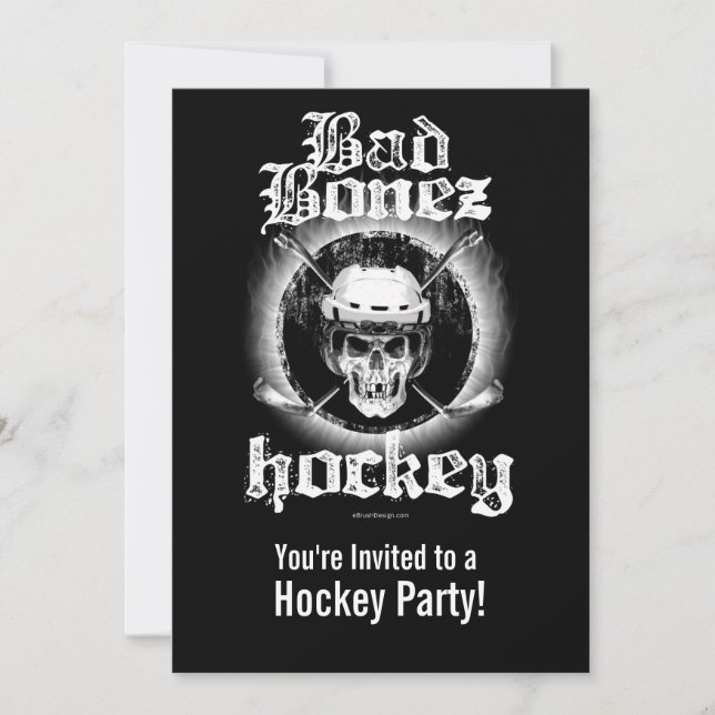 Bad Bonez Hockey party Invitation (Front)