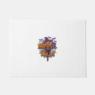 Bad Boo Jee Pumpkin Scarecrow Purple Owl Bats Doormat
