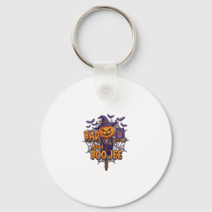 Bad Boo Jee Pumpkin Scarecrow Purple Owl Bats Keychain