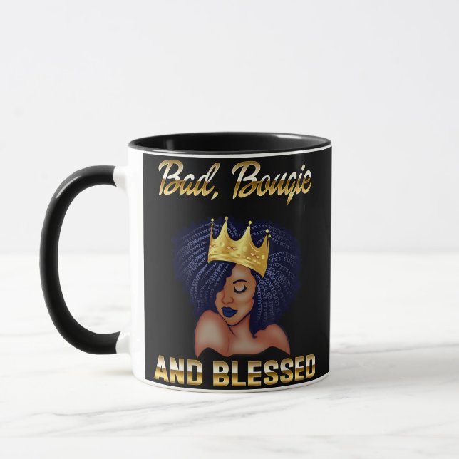 Bad Bougie And Blessed Bougie Gift For Women Black Mug (Left)