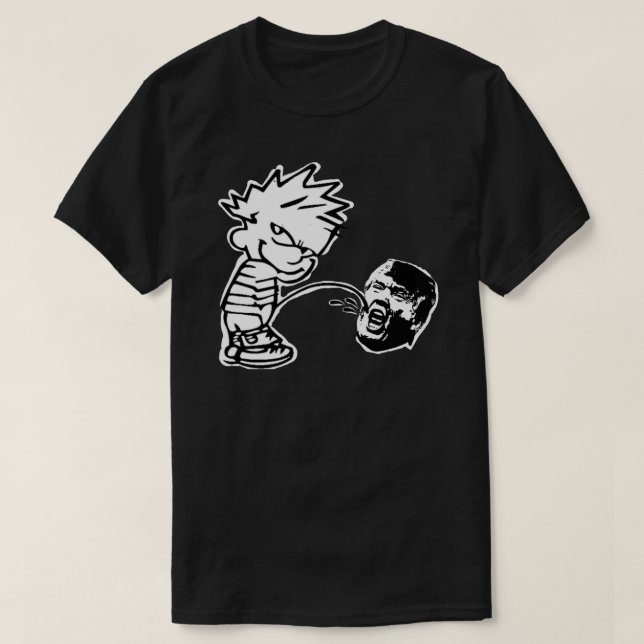 bad boy calvin peeing on trump  Sticker T-Shirt (Design Front)