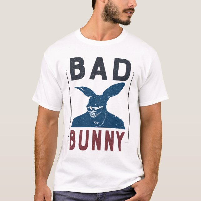 Bad Bunny Funny Hip Hop Rabbit Design Ideas T-Shirt (Front)