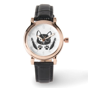 Bad Cat - Choose background color Watch