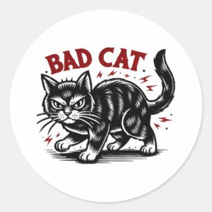 Bad Cat Classic Round Sticker