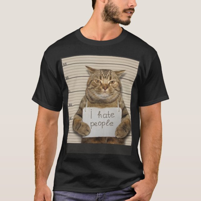 Bad Cat I Hate People T-Shirt (Front)