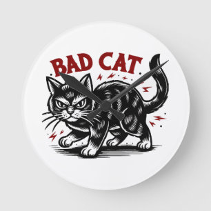 Bad Cat Round Clock