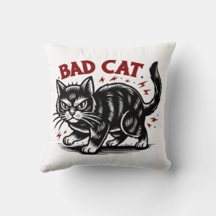 Bad Cat Throw Pillow