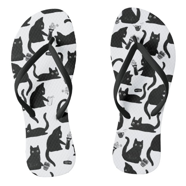 Bad Cats Knocking Stuff Over Flip Flops (Footbed)