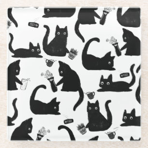 Bad Cats Knocking Stuff Over Glass Coaster