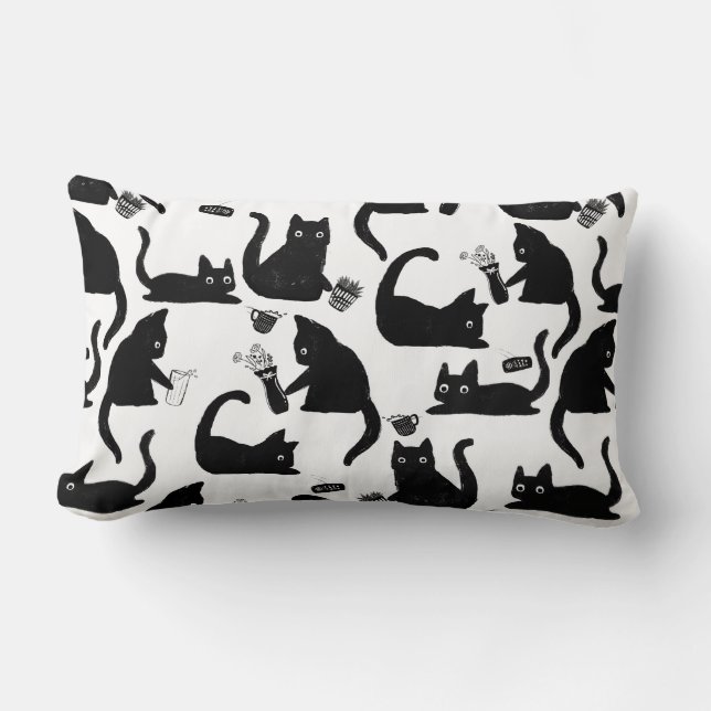 Bad Cats Knocking Stuff Over Lumbar Pillow (Front)