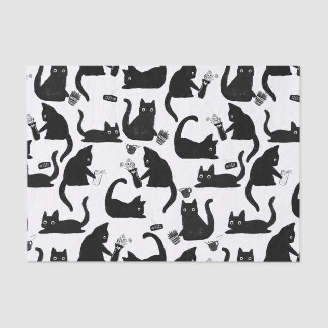 Bad Cats Knocking Stuff Over Tissue Paper (Front)