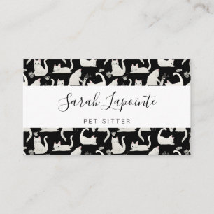 Bad Cats Knocking Stuff Over, White Cats on Black Business Card